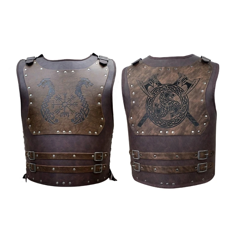 

Vintage Viking Warrior Chest Armors Medieval Leather Vest Leather Medieval-Armours for Party Cosplays Costume Halloweens
