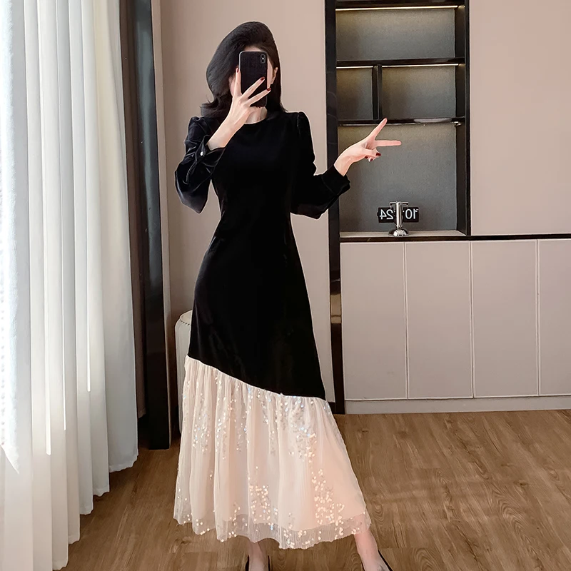 Осень и зима 2024 новая женская одежда высококачественное французское платье