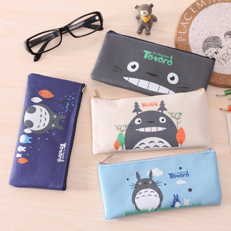 

Cartoon Canvas Pencil Bag Pupils Cute Pencil Bag Large Capacity Pencil Case Storage Bag Stationery Gift Office Supplies