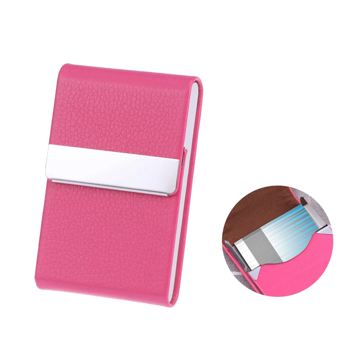 

Big Capacity Vertical Section Business Name Holder Credit Holder Fashion Unisex Visit Case Metal Wallet PU Solid Steel