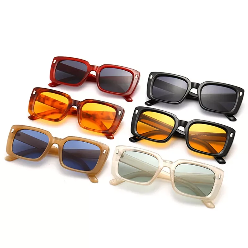 

Retro Rectangle Sunglasses Women Fashion Rivets Jelly Color Eyewear Men Square Leopard Yellow Sun Glasses Shades UV400 trending