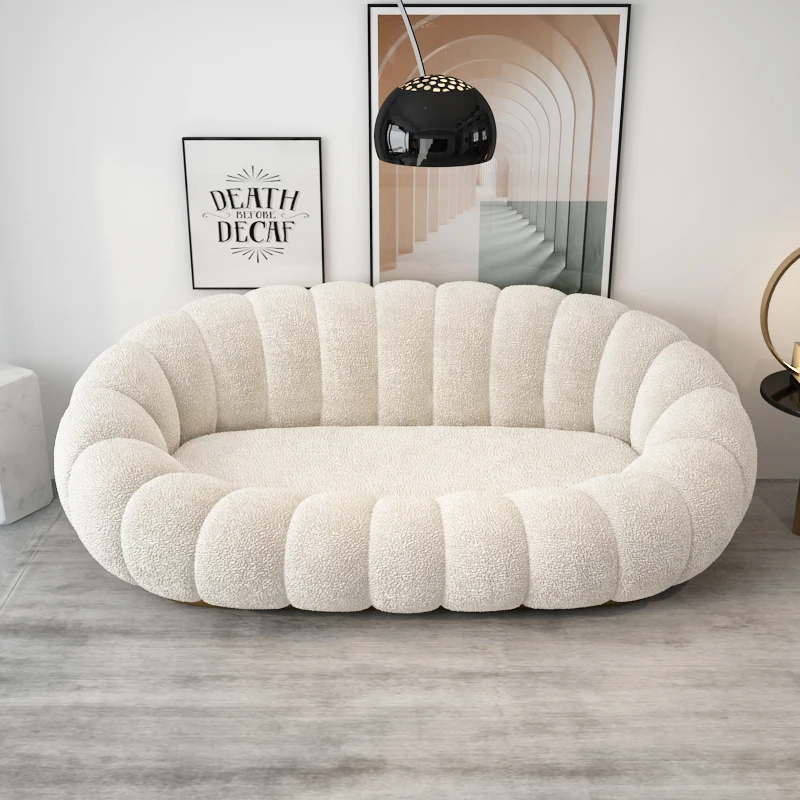 

Кремовый стиль, диван из овечьей шерсти, тыква для маленькой квартиры, креативный современный тканевый диван