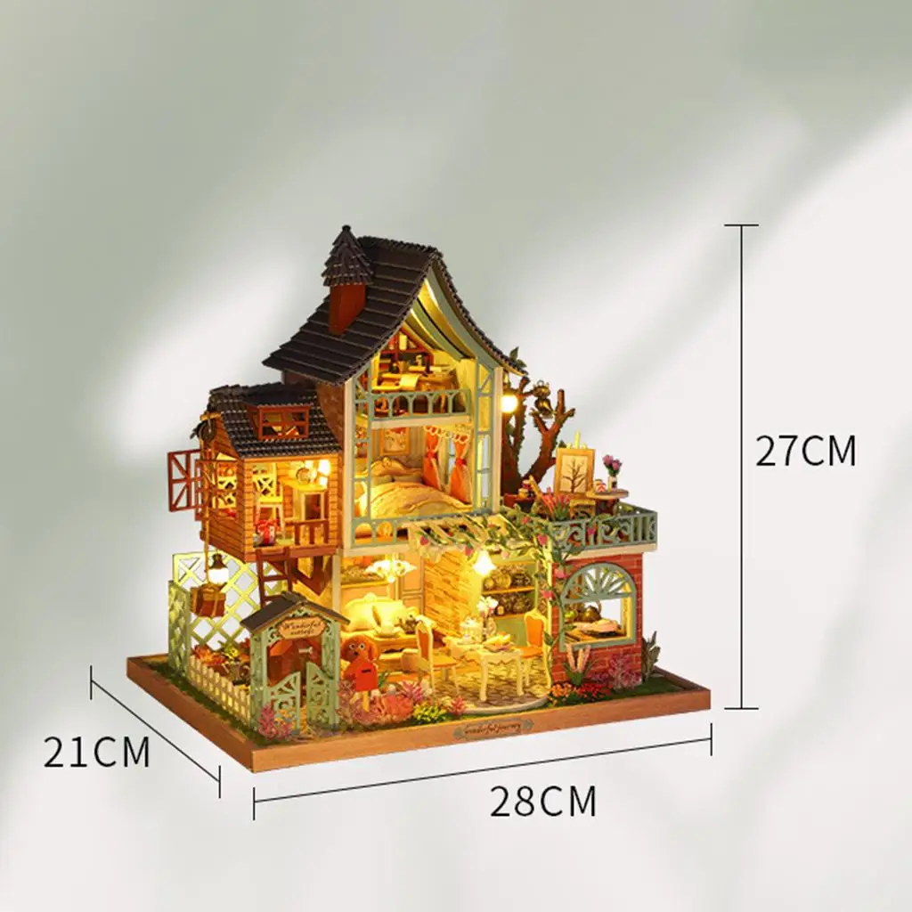 

Wooden Doll House, Miniature, Kitchen W/ Base Dog House 1/12 for Christmas