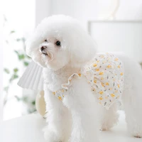 spring and summer puppy dog fresh hollow skirt cat floral dress small and medium dog vest skirt pet clothes