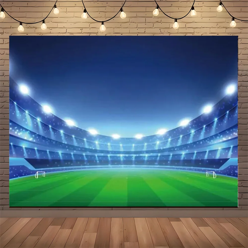 Фон для фотосъемки с изображением футбольного поля белыми линиями и травой