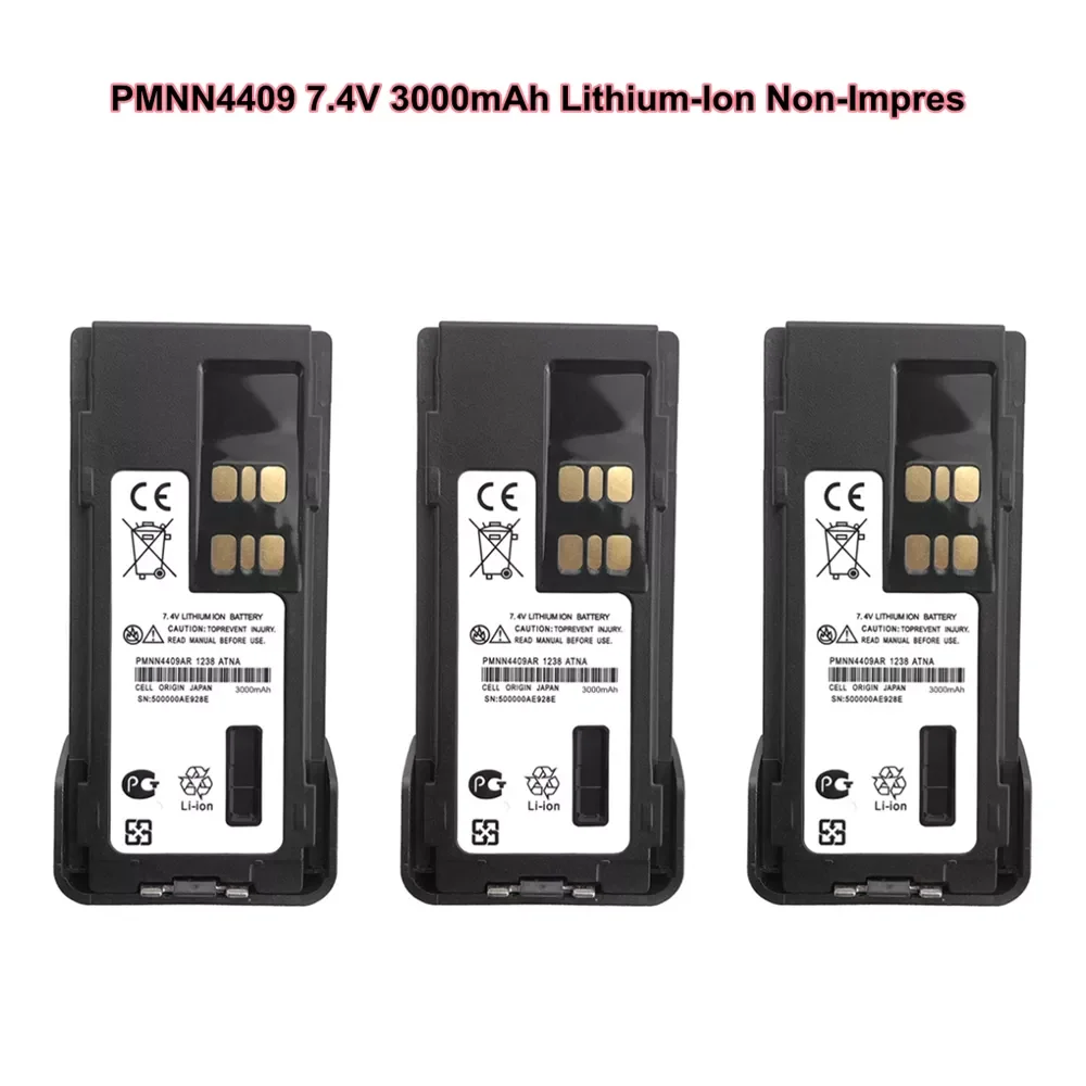 

3 Pack 7.4V 3000mAh -IMPRES Lithium Battery for Motorola PMNN4409 PMNN4448 PMNN4493 for XIR P8668 GP328D 8608 8660 8668i