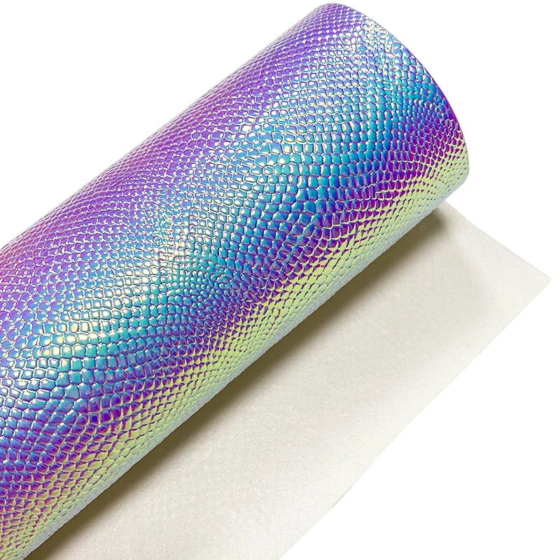 

Iridescent Snake Skin Grain Embossed PU Holographic Metallic Faux Leather Fabric Sheet For Making Bag/Handbag/DIY 30x135cm
