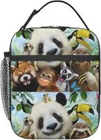 zoo animals lunch box removable buckle handle strap lunch bag portable fresh keeping cooler bag for women men teens kids