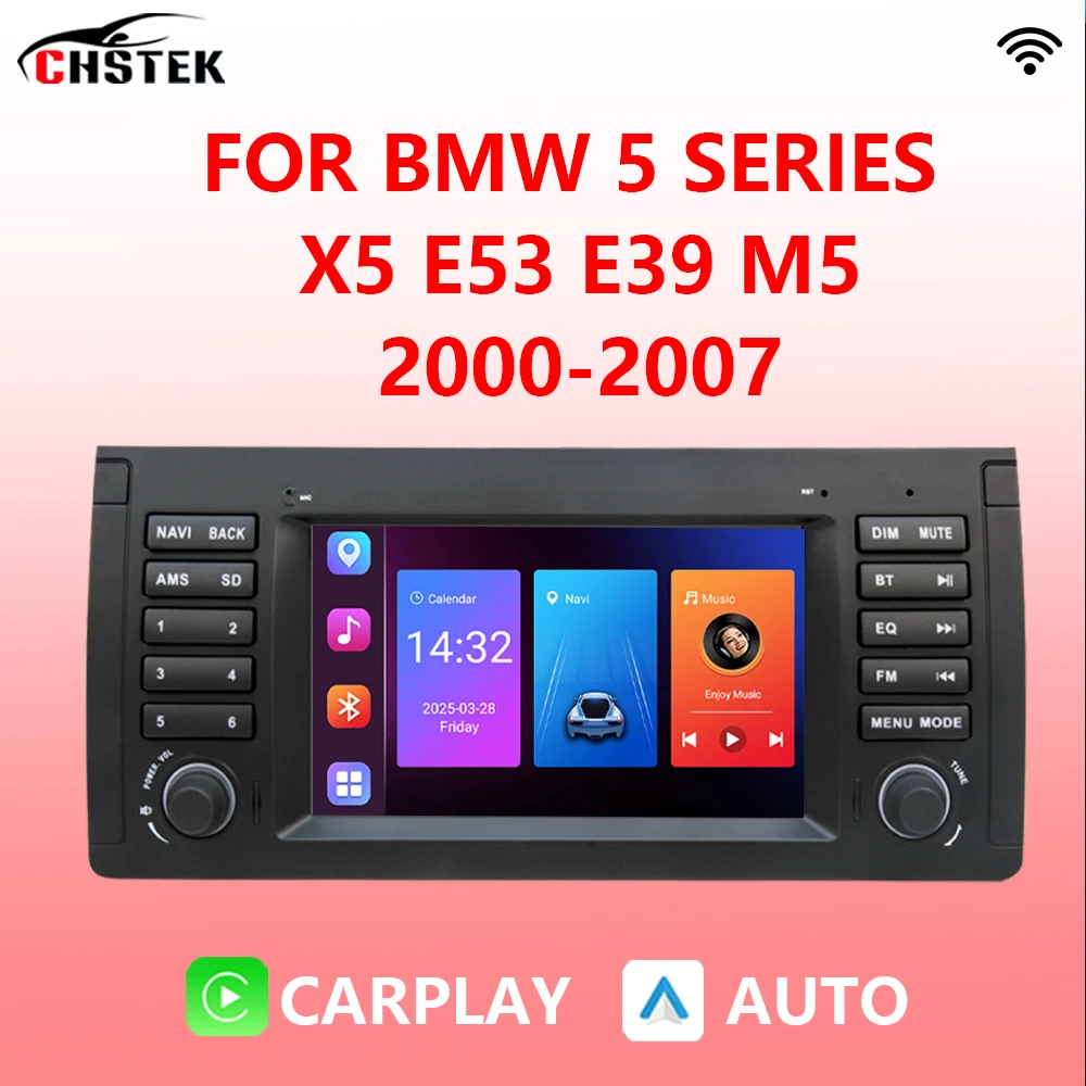 CHSTEK 7 &quotавтомобильный радиоприемник мультимедийный Carplay для BMW 5 серии X5 E53 E39 M5
