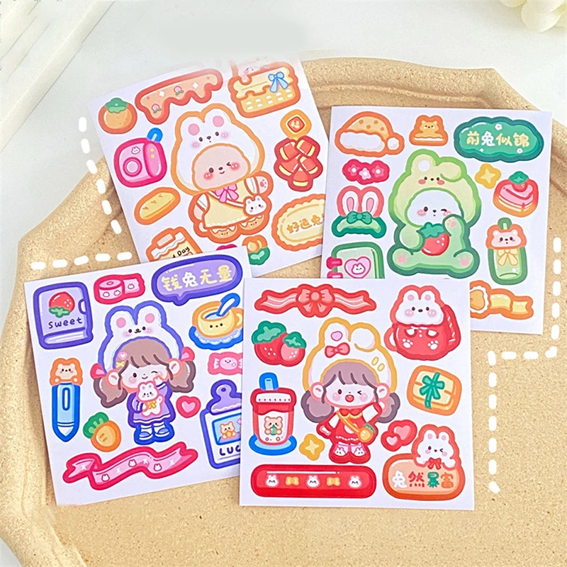 

10pcs Rabbit Stickers Kawaii Decorative Stationery Sticker Scrapbooking DIY Diary Stick Label