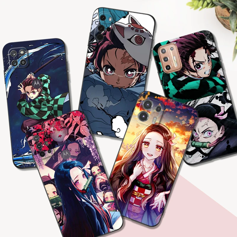Фото Черный чехол из ТПУ для Motorola Moto G31 G40 Fusion G41 G50 G51 edge30 G10 G20 G30 G100 5G G22, аниме, рассекающий демонов, Kimetsu no Yaiba №1