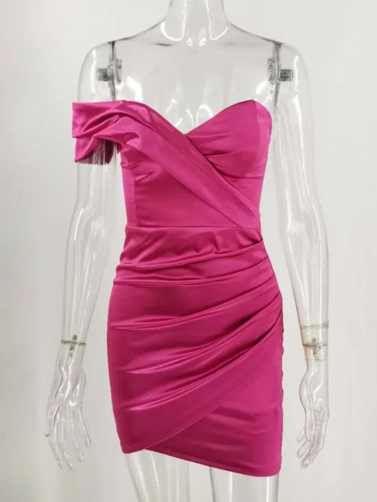 Атласное платье Kesiachiccly на одно плечо женское сексуальное облегающее вечернее с