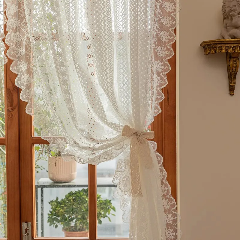 Французские романтические кружевные марлевые шторы белая Тюлевая занавеска для