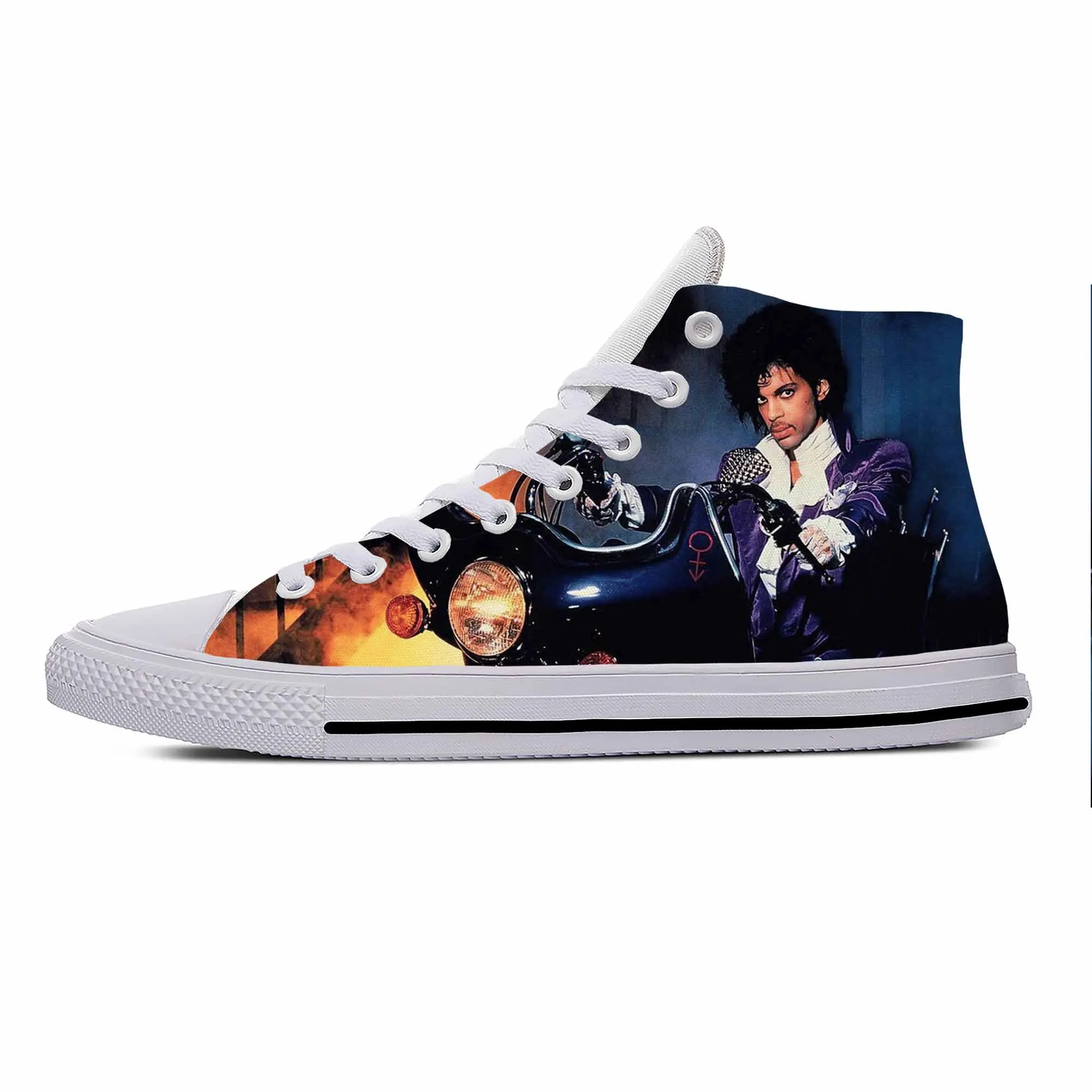 

Hot Music Singer Prince Rogers Nelson Purple Rain Casual Cloth Shoes High Top Lightweight Breathable 3D Print Men Women Sneakers