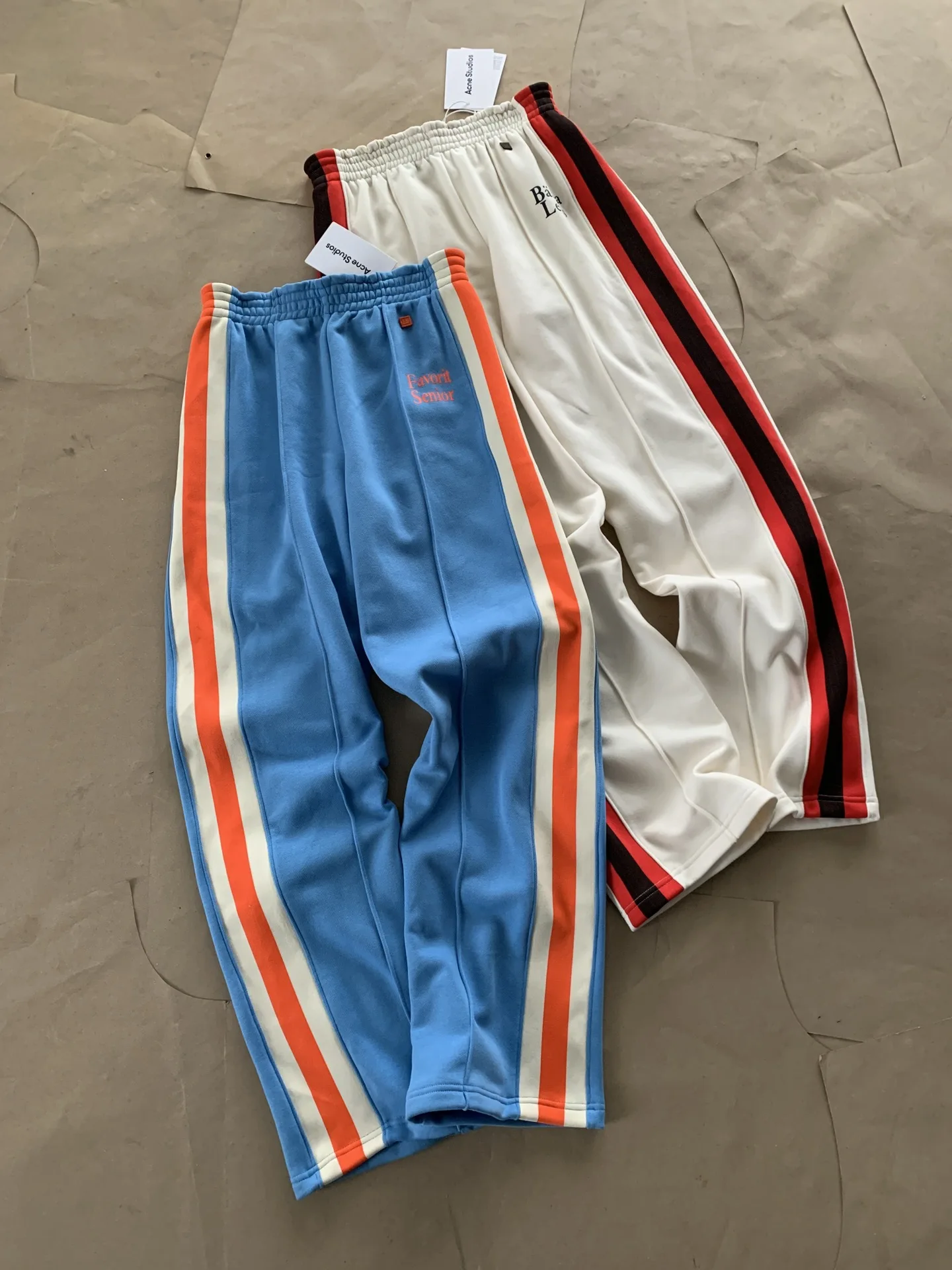 

Acne Studios 22Fw Sidebar Splice Letter Logo Patch Square Smiling Face Edging Sports Casual Pants Sweatpants Pants