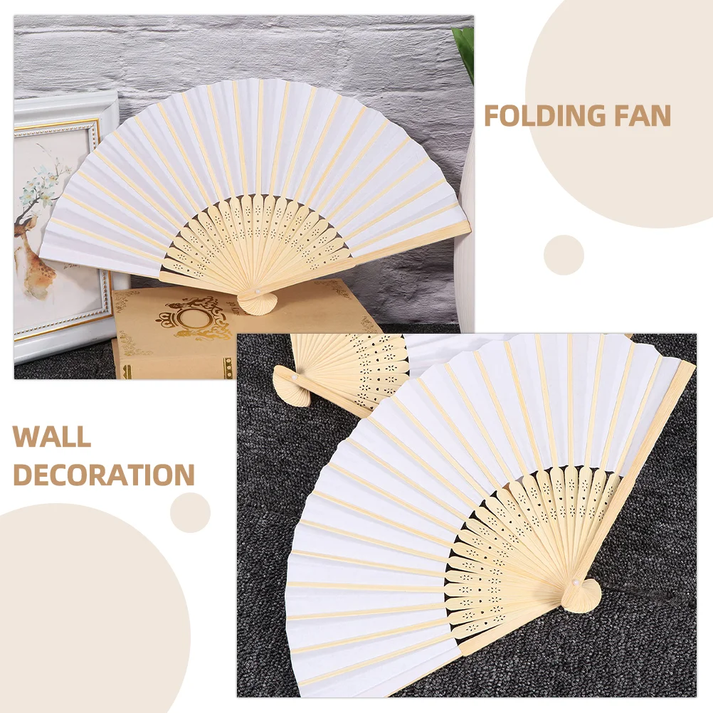 12 шт. складной веер ручной белый китайский тканевый для женщин бумага бамбук