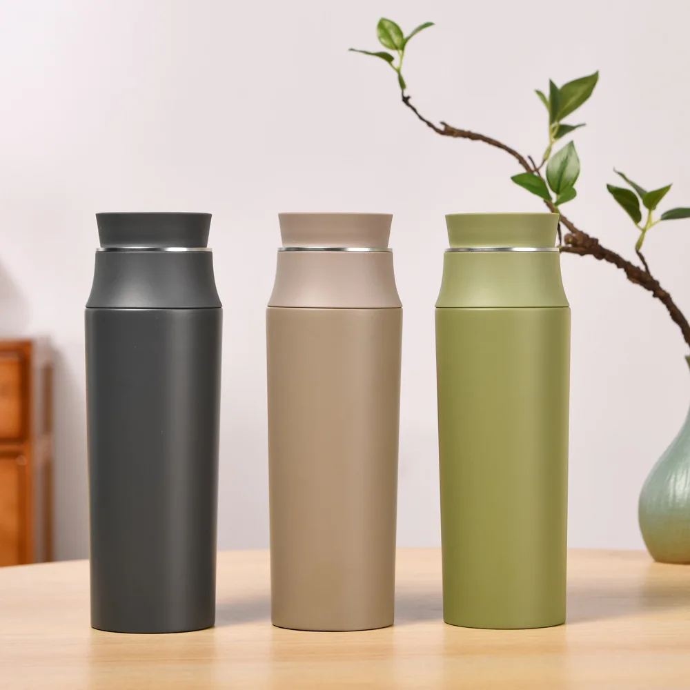 

350ml-500ml plain color thermos cup with filter 316 stainless steel cup business office portable water bottle