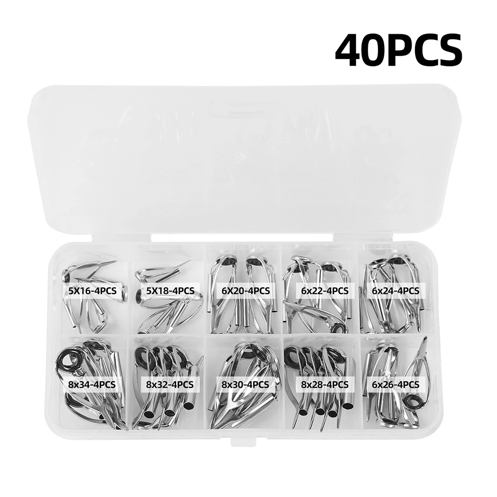 

10 / 40PCS Fishing Rod Guide Tip for Spinning Casting Rod Guides Set Single Leg Stainless Steel Ceramics Guide Tip