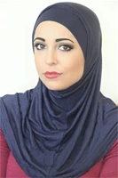 h037 high quality soft cotton jersey plain two pieces pull on hijab modal islam scarf headwrap prayturban hat underscarf bonnet