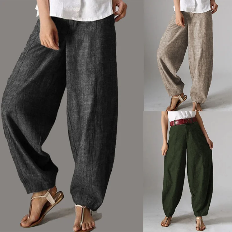 Womens Pants Solid High Waist Wide Leg Pants Womens Casual Trousers  Streetwear Women