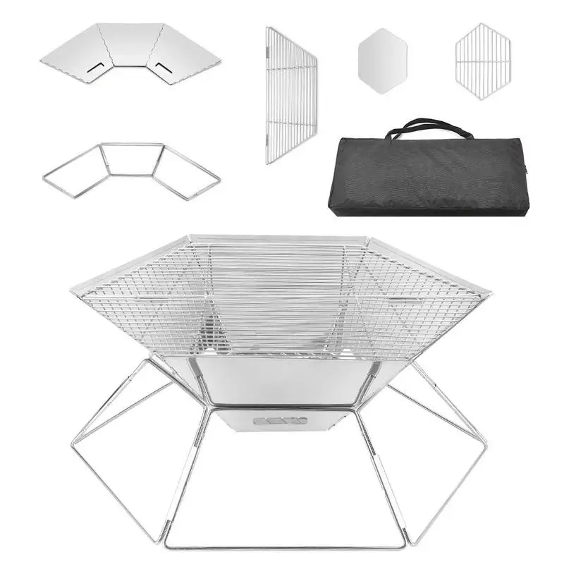 

Outdoor Charcoal Grills Camping Folding Firewood Stove Multi-Functional Burning Table Barbecue Grill For Camping Hiking Picnics