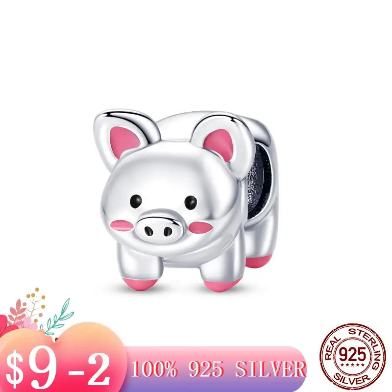 

Independent Design New Hot 925 Sterling Silver Pink pig Charm Fit Original Pandora Bracelet Making Fashion DIY Jewelry For Women