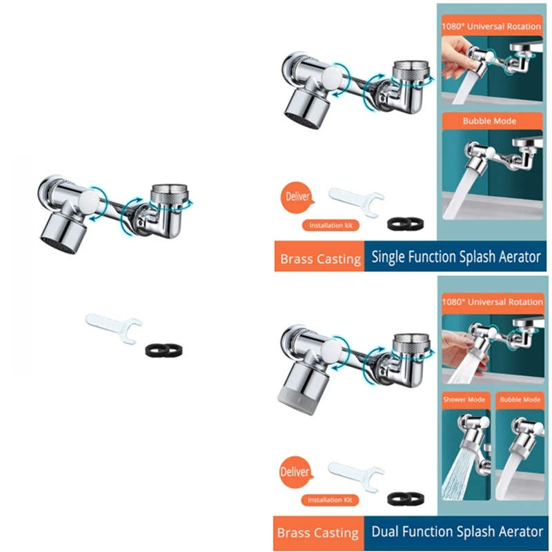 

Hot Sale Universal Faucet Extenders 1080Degrees Faucet Aerator Washbasin Tap Extender Splash Filter Faucet Adaptor Rotary