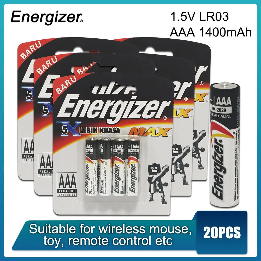 

20PCS Original Energizer LR03 1.5V AAA Alkaline Battery for Toys Flashlight Electric Toothbrush Clock Mouse Primary Dry Battery2