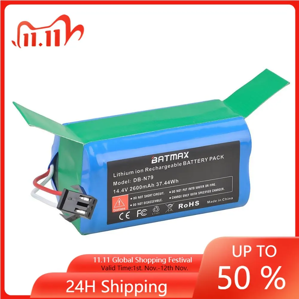 

Batmax 14.4V 2600mAh Li-ion Battery for Ecovacs Deebot N79 N79S DN622, Eufy Robovac 11 11S 12 15C 15S 35C Conga Excellence 990