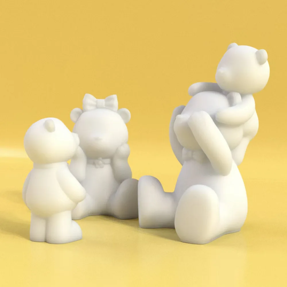 DIY Handmade 3D Bear Candle Silicone Mold Daddy Mama Aromatherapy Gypsum Ornaments For Resin Making