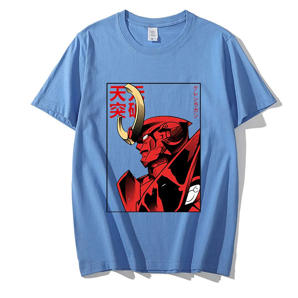 Футболка мужская хлопковая оверсайз модная тенниска с рисунком аниме Tengen Toppa Gurren