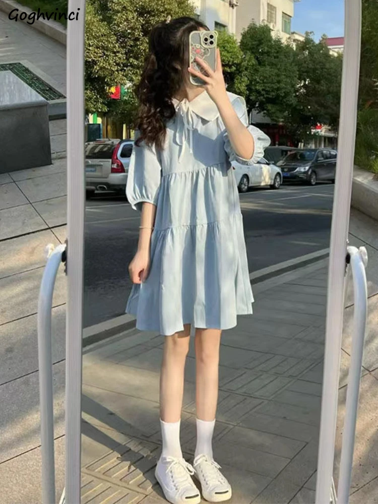 

Платья женские, с воротником в стиле Питера Пэна, в стиле Kawaii