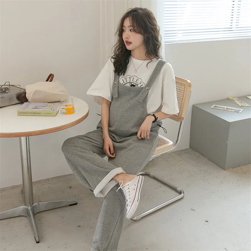 

New Maternity Jumpsuit Cotton Loose Large Size Maternity Belly Support Pants Elegant Pregnant Women Overalls Maternity Clothes