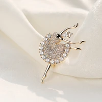 cute light gold diamond ballerina girl brooch for women temperament fashion pin coat accessories
