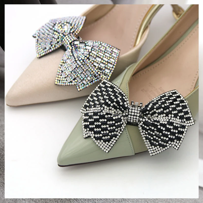 

2Pcs Crystal Rhinestones Wedding Party Prom Bow Shoe Clips Buckles Decorations Accessories for Bride Women 2023