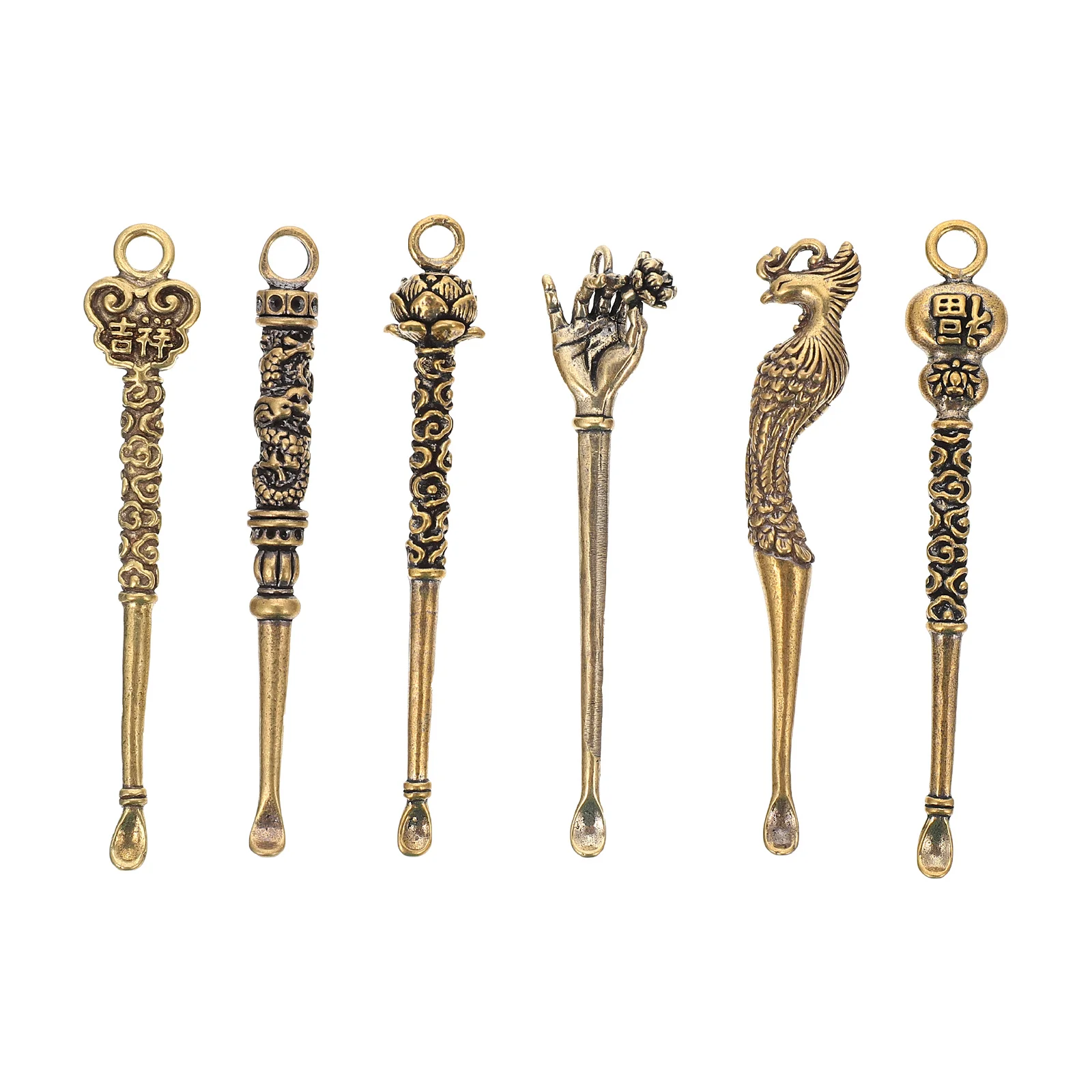 

Spoon Mini Ear Scoop Brass Micro Tiny Scoops Pendant Spoons Miniature Necklace Vintage Wax Cleaner Vials Pendants Removal