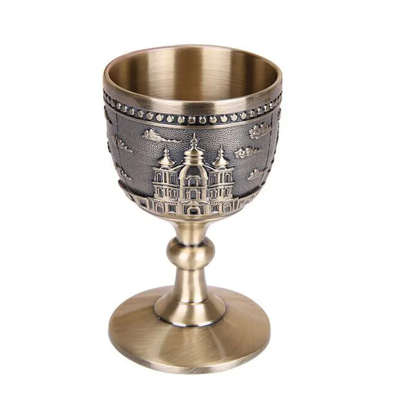 Classical Metal Wine Cup Handmade Small Goblet Household Copper Wine Glass Carving Pattern