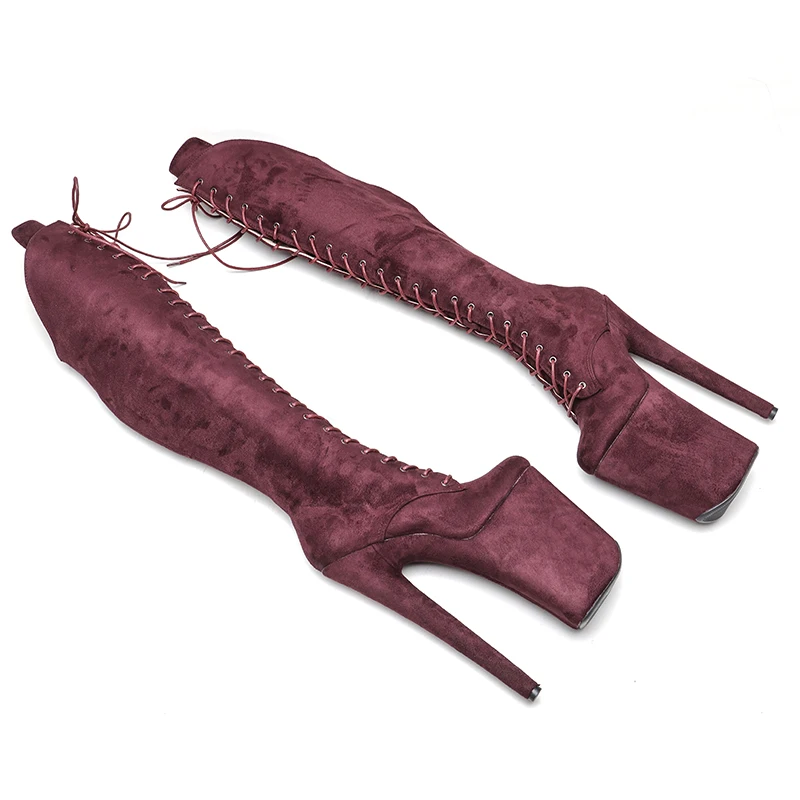 Leecabe  23CM/9inches Suede Upper  fashion  lady small  High Heel platform  Pole Dance boots