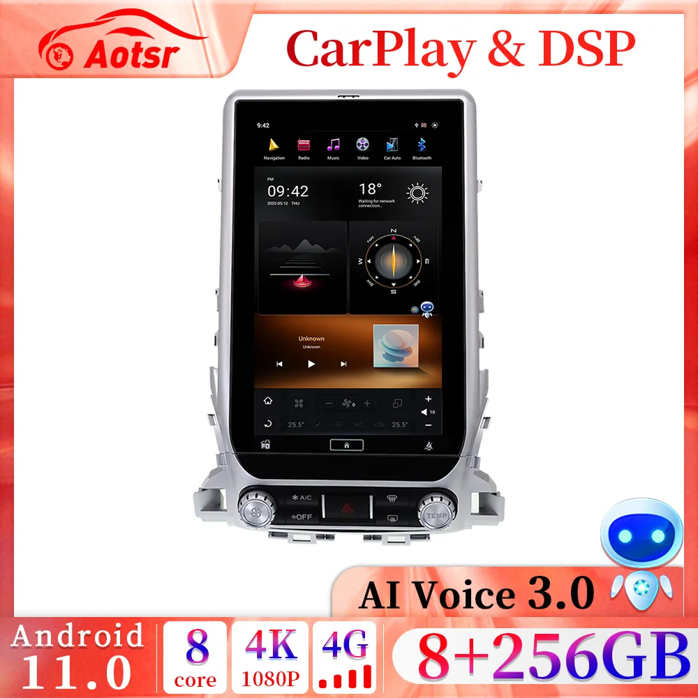 

8+256GB 4G CarPlay For Toyota Land Cruiser LC200 2016-2020 Android 11 Car Radio Player GPS Navi Auto Stereo Multimedia Headunit