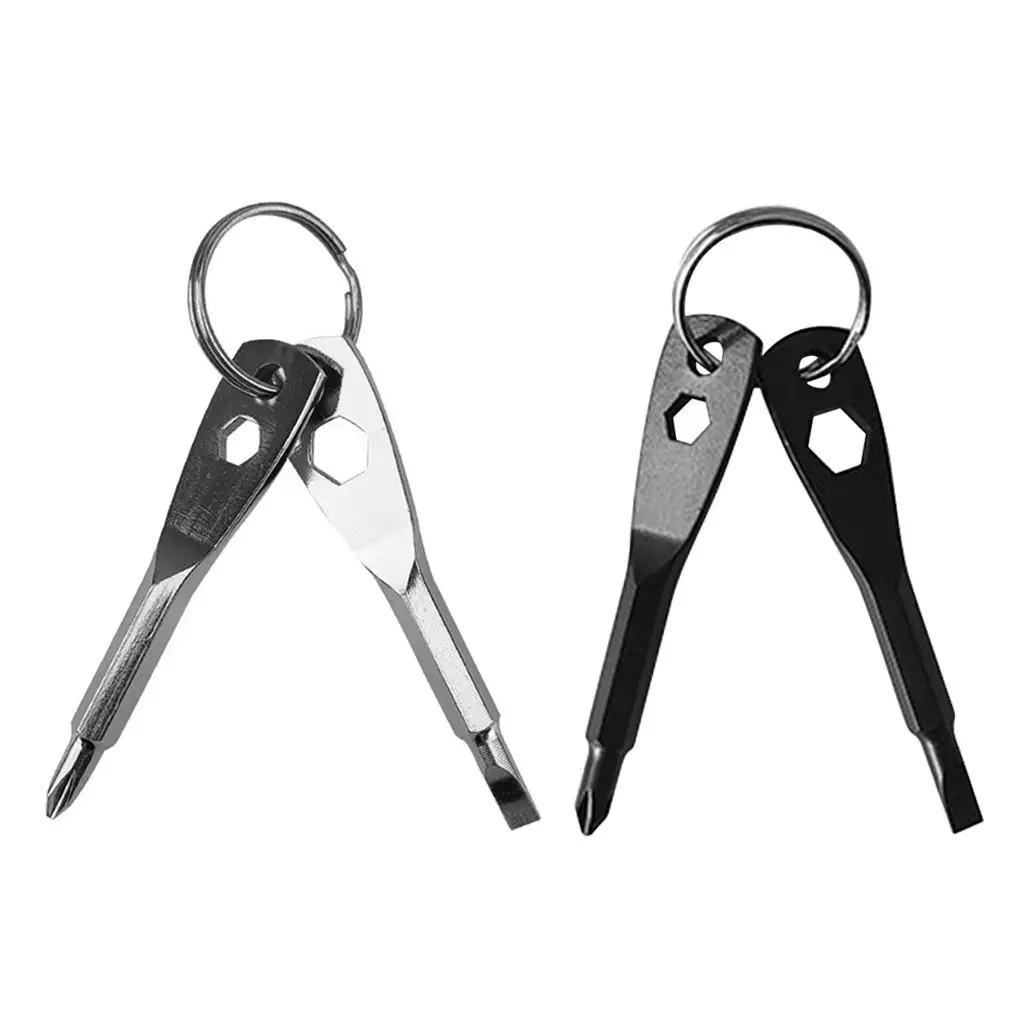 Карманная отвертка-брелок на ключи плоская и крестовая отвертка ручные