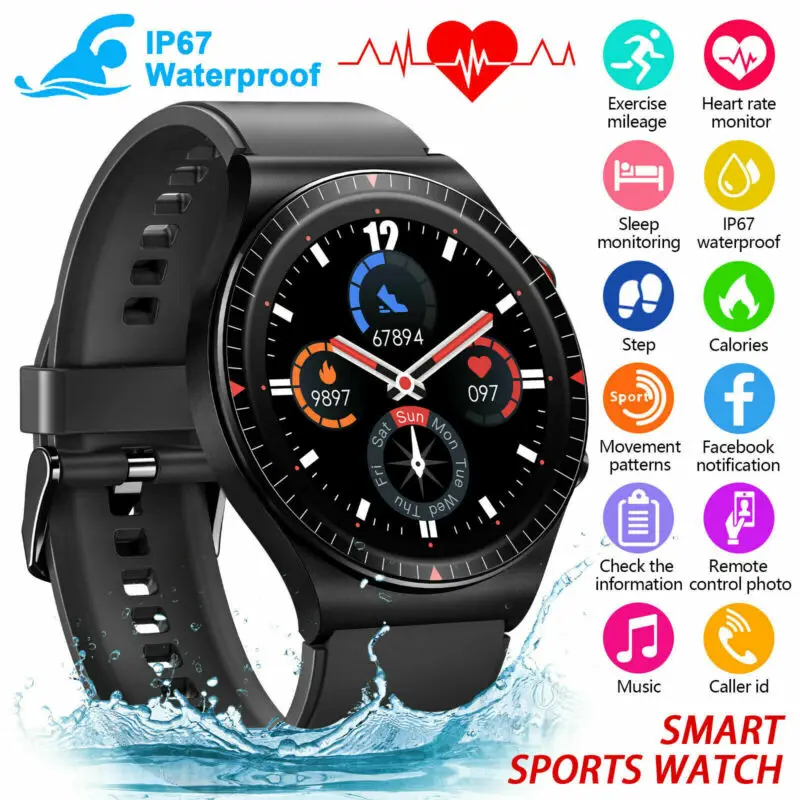 

Bluetooth 5.0 Smart Music Call Watch Heart Rate Sport Fitness Tracker Waterproof