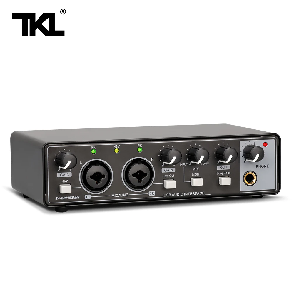 TKL Professional Audio Interface Sound Card With Monitor Electric Guitar Studio Live Recording Microphone 48V Phantom Power Soun