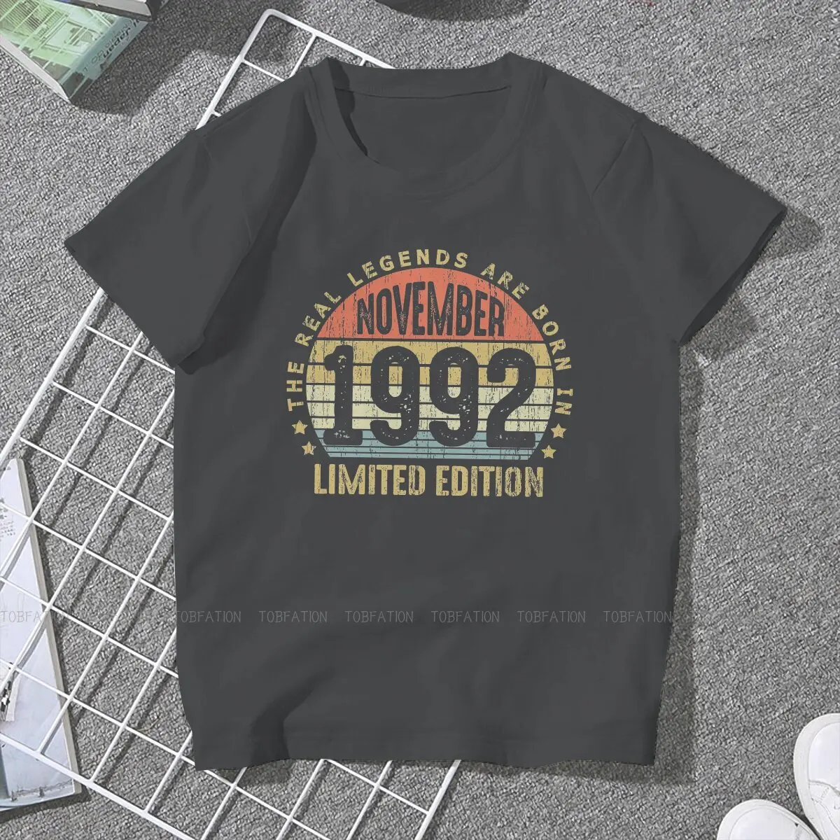 1992 футболки с круглым вырезом отличительная женская футболка на день рождения 30