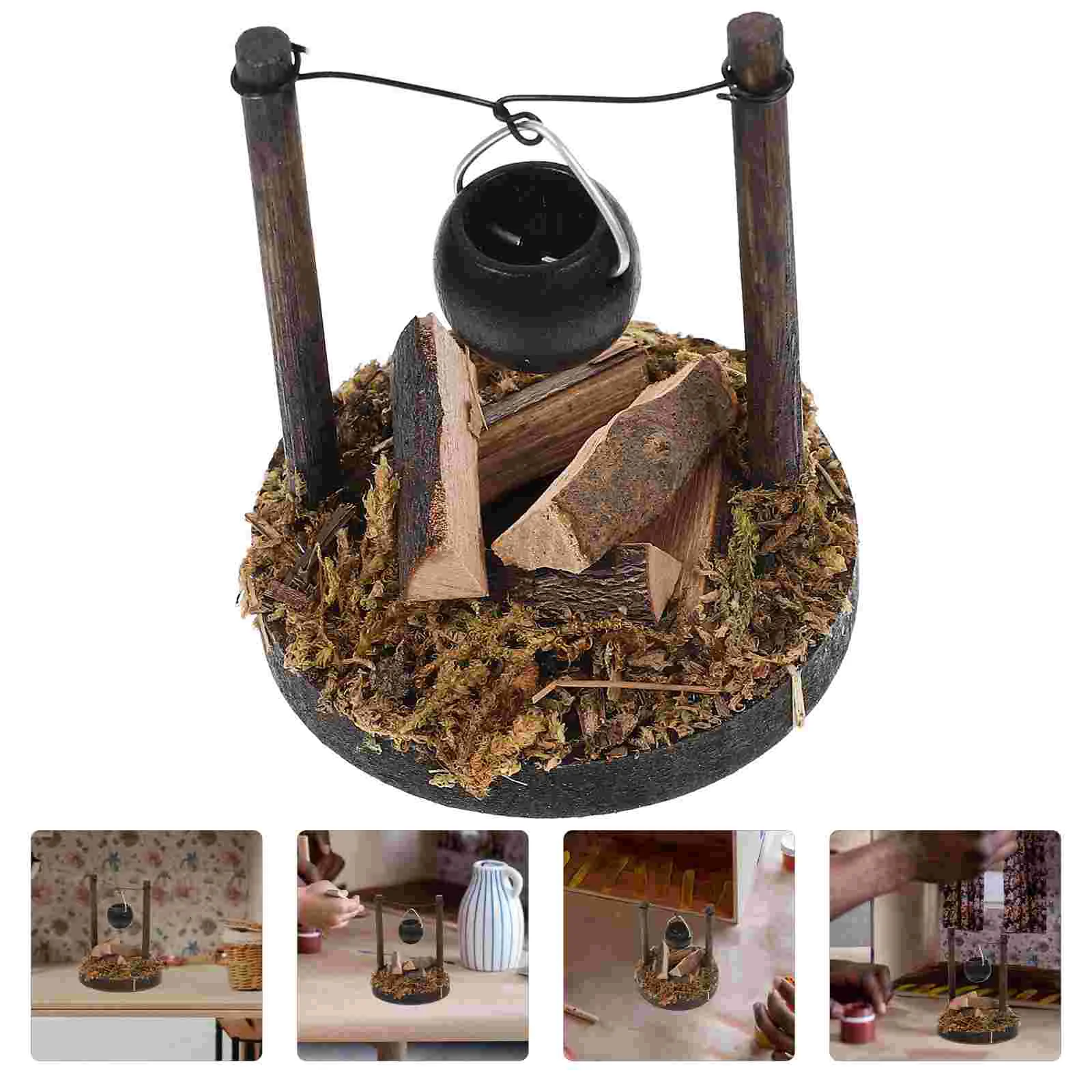 

Mini Miniature Furniture Garden Wooden Realistic Pot Cookware Ornament Landscape Micro 12 Stove Cook Kitchen Decoration House