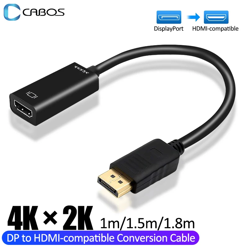 

4K 2K DisplayPort DP to HDMI-compatible Conversion Cable DP Male to HDMI-compatible Female Adapter Cable for PC HDTV Projector