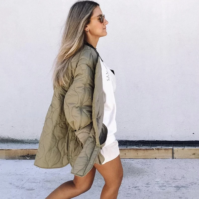 Ardm Fashion Single Breasted Winter Jacket Women Casual Long Sleeve With Pockets Black Cotton Coat Streetwear New In Outerwears