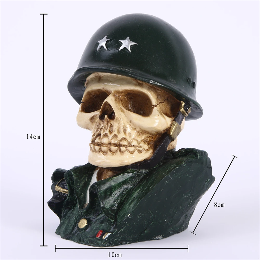 

Spoof Props Resin Halloween Decoration Hand Carved Crafts Home Decor Crafts Human Skull Model Statue Army Skull Model Skull