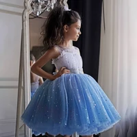 2022 summer dress new sequined mesh party dresses childrens clothing wedding bridesmaid dresses for kids princess prom costume