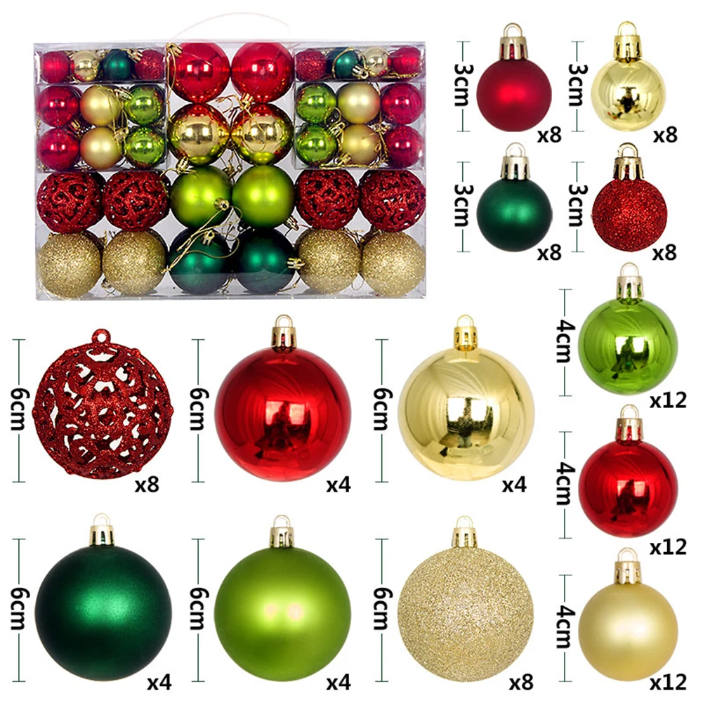 

100pcs Christmas Ball Ornaments For Christmas Decorations Xmas Tree Shatterproof Ornaments With Hanging Loop Holiday Party Decor