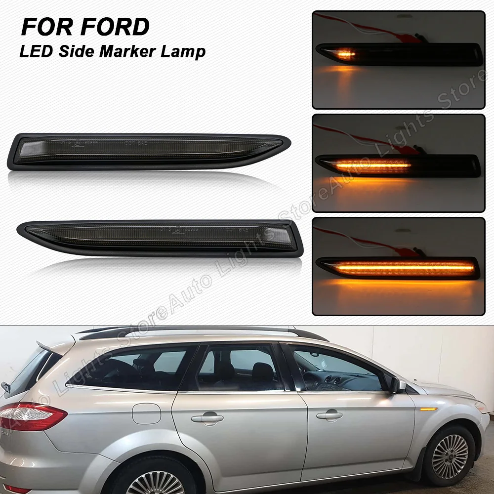 

For Ford Mondeo MK4 Hatchback Saloon Estate 2007-2015 2PCS Dynamic LED Side Marker Lights Sequential Turn Signal Lamps No Error